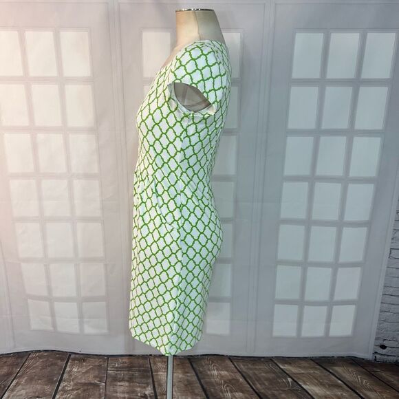J McLaughlin white green geometric print cap sleeve sundress size small - Picture 6 of 10